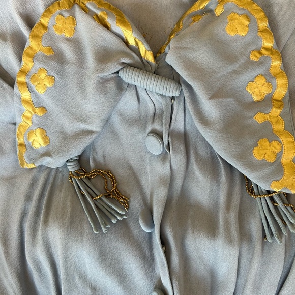 Vintage Blue dress with gold appliqué - Picture 6 of 9